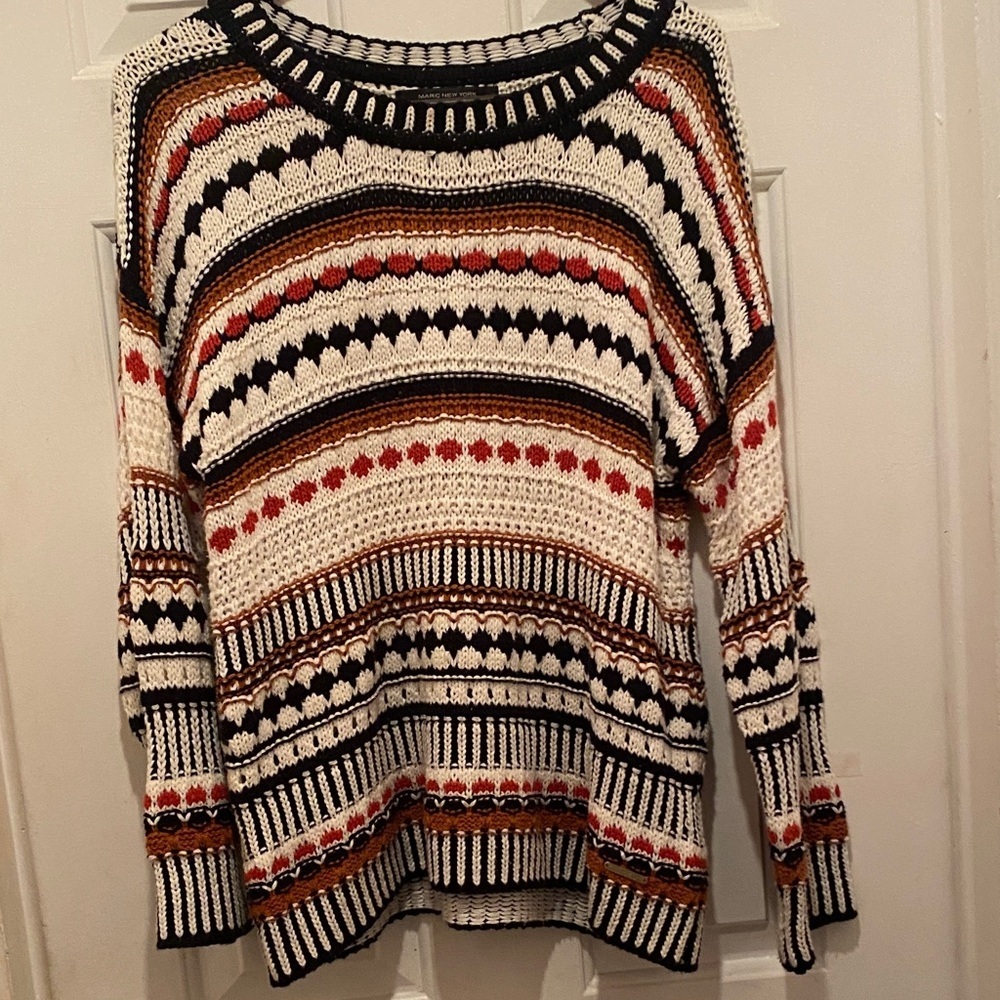 Marc New York Striped Sweater - Black, Red, Cream - Picture 10 of 17